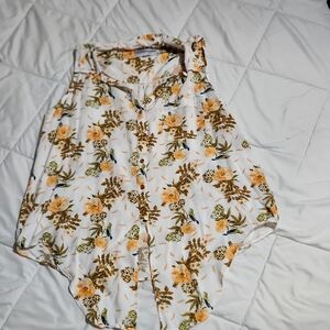 Dressy tank with cute birds and flowers pattern!